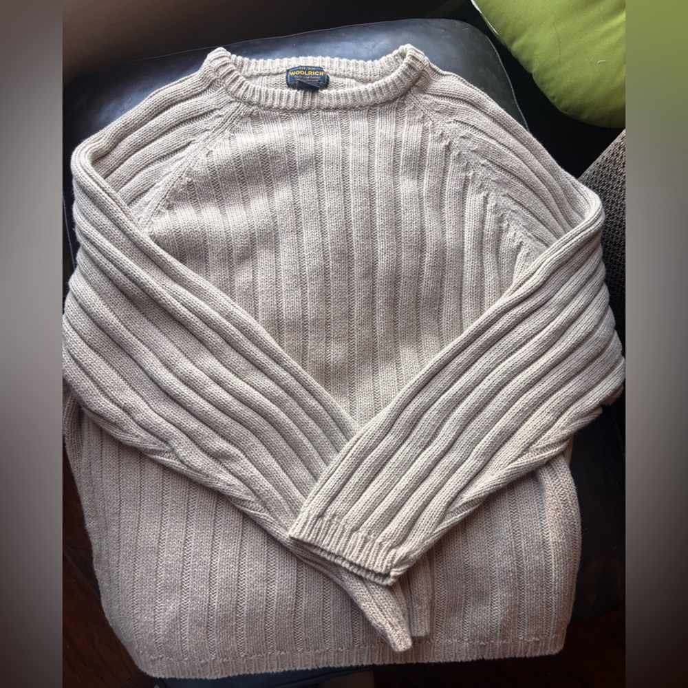 Vintage Woolrich British Tan Ribbed Knit Sweater XL – Ramie Cotton Blend